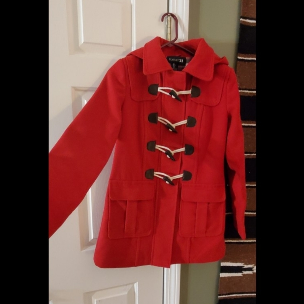 Red forever 21 hook and loop jacket